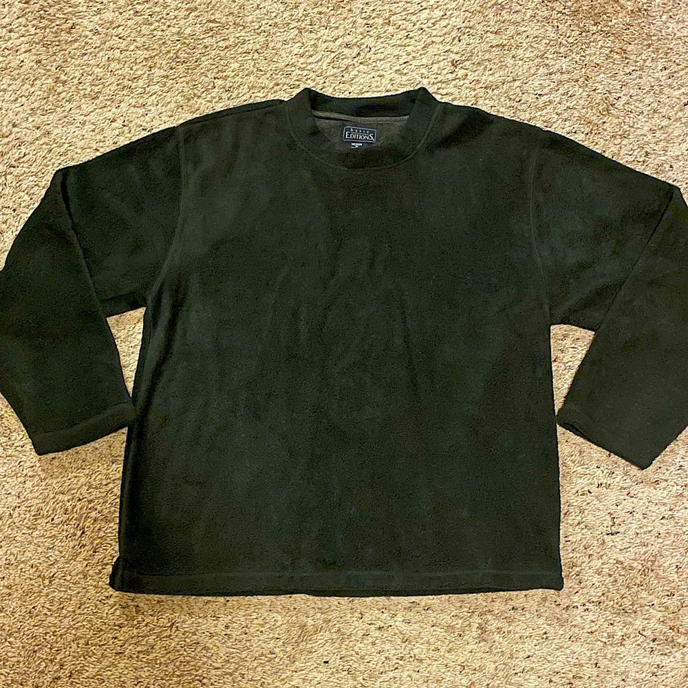 Basic Editions Mens Black Fleece Sweatshirt - Super Soft!! Size Medium.